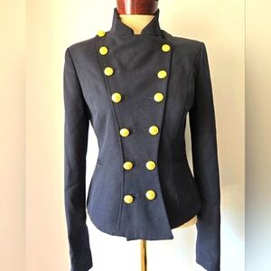 PAUW AMSTERDAM Midnight Navy Military Style Wool Jacket with Gold Buttons Size 1